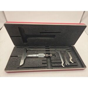 Starrett No 445 Depth Micrometer Set w/ Rods & Case + Wrenchs USA Precision Tool